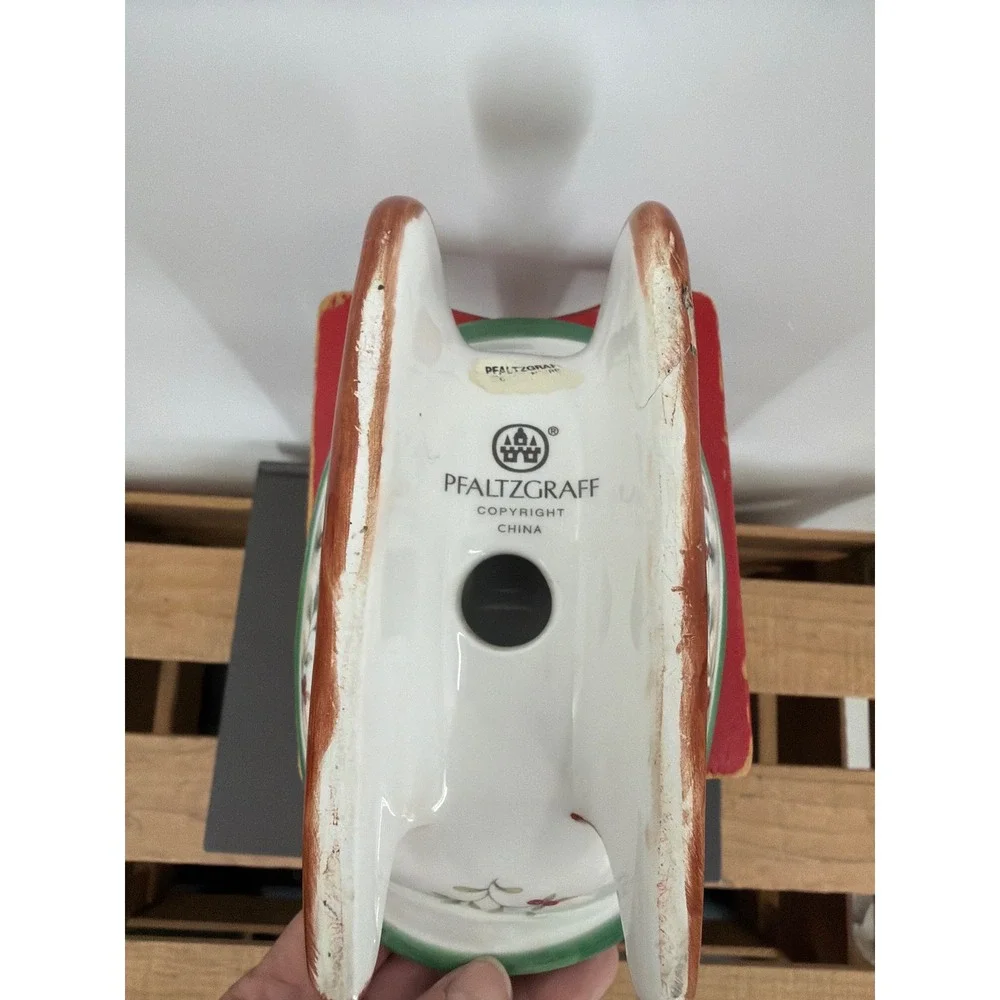 Pfaltzgraff Winterberry Ceramic Sleigh Soap Dish Christmas Holiday Decor 7 Inch
